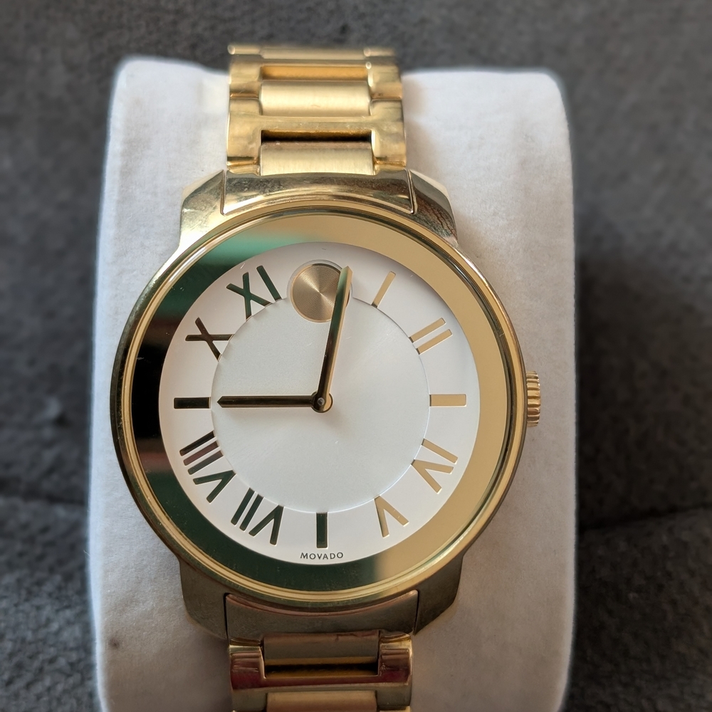Movado Gold Watch with Roman Numerals